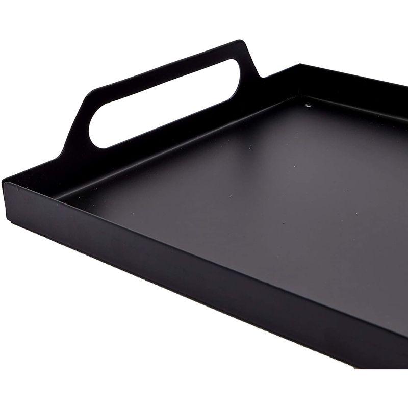 Farmlyn Creek Black Metal Serving Tray with Handles for Coffee Table, Living Room, Rustic Style Home Decor (15 x 9 x 2 In)