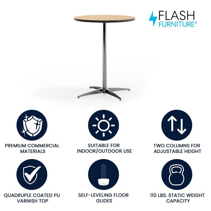 Flash Furniture Marrel Round Wood Cocktail Table with Columns