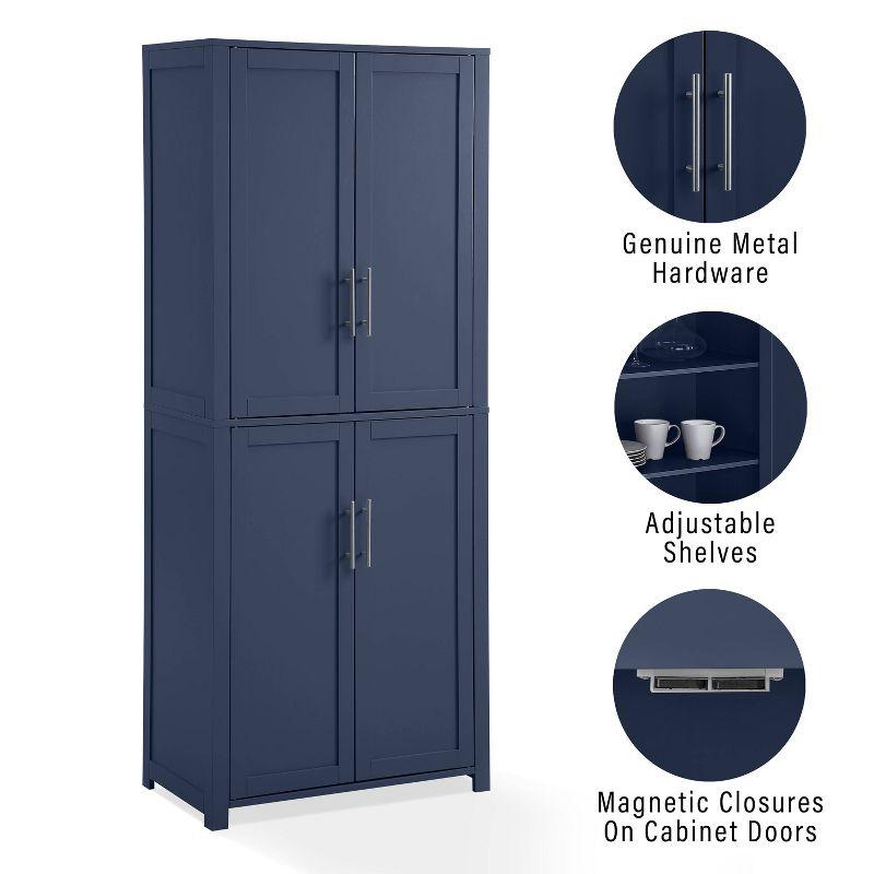 Crosley 67" Savannah Tall Kitchen Storage Pantry Navy: Traditional Farmhouse Design, Wood Veneer, MDF Frame, 3 Adjustable Shelves