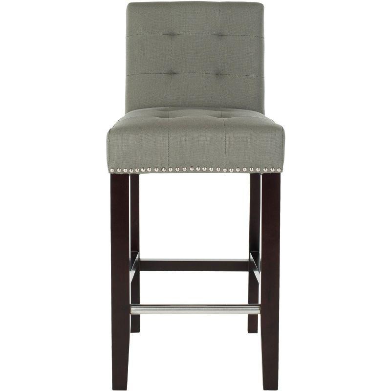 Seamist Transitional Leather and Wood 34" Counter Stool with Silver Nailheads