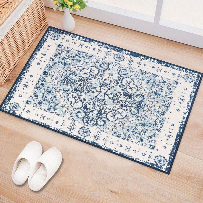 World Rug Gallery Vintage Oriental Distressed Medallion Blue 2' x 3' Area Rug