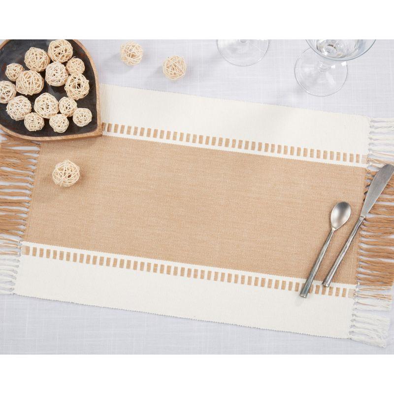 Saro Lifestyle Tassel Trimmed Stripe Placemat (Set of 4)