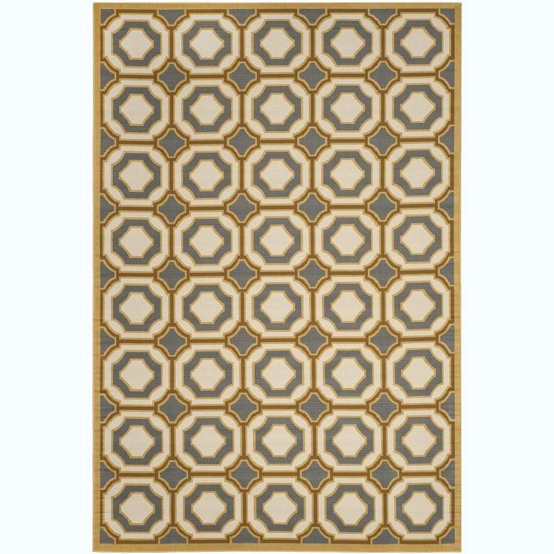 Dark Grey and Ivory Geometric Outdoor Area Rug