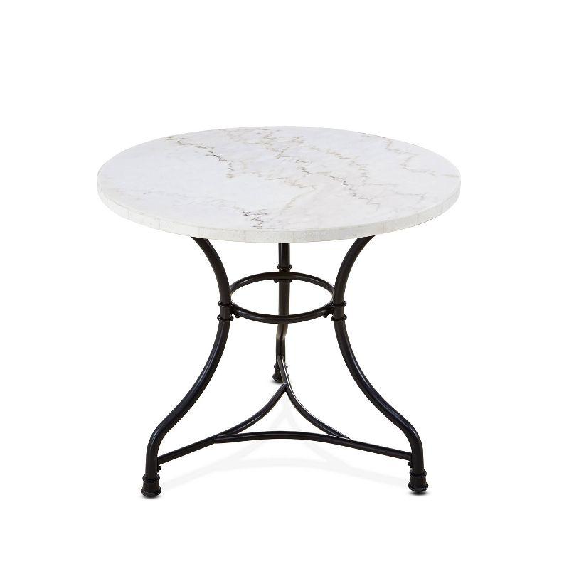 Claire Round Cafe Table White/Black - Steve Silver Co.: 34" Iron Base, Marble Top, Seats 2