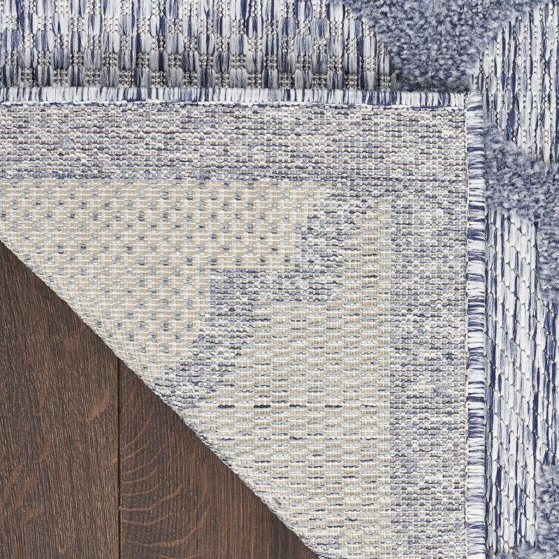 Nourison Easy Care Trellis Flatweave Indoor Outdoor Area Rug 5' x 7' Denim Blue