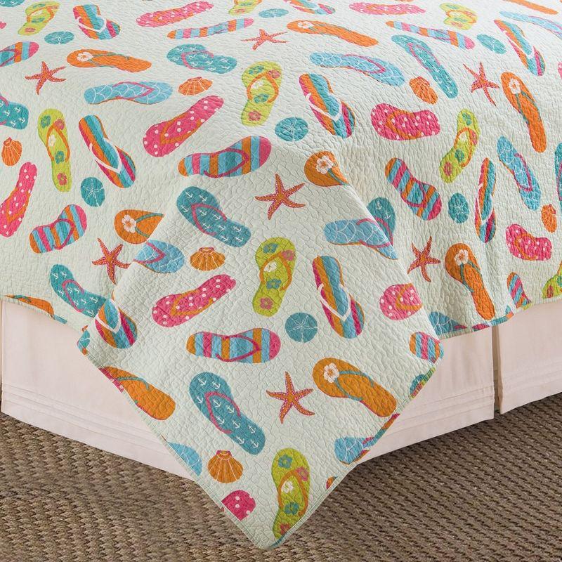 C&F Home Flip Flop Life Cotton Coastal Beach Theme King 3 Piece Beach Quilt Set