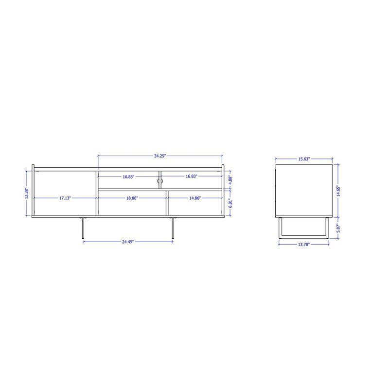 Winston TV Stand for TVs up to 50" Black/Cinnamon - Manhattan Comfort: Mid-Century Design, Cable Management