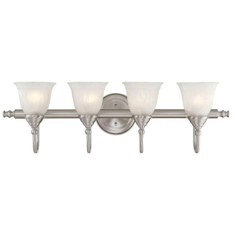 Brunswick 4-Light Satin Nickel Vanity Light with Glass Shades