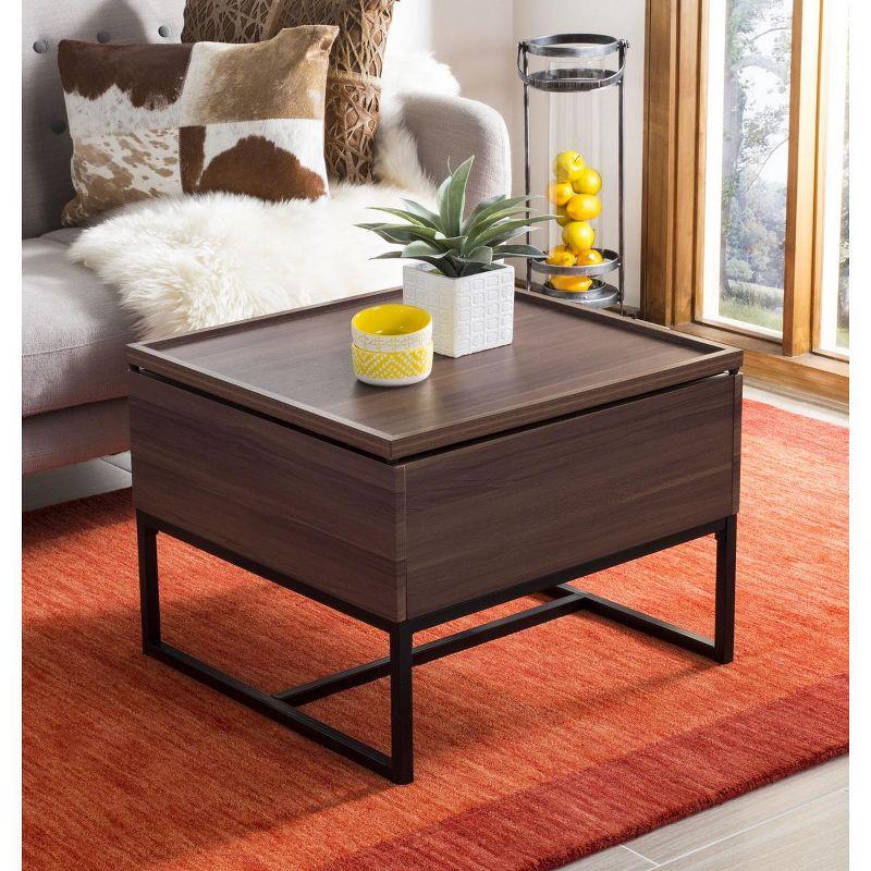 Kristie Contemporary Lift Top Coffee Table - Dark Oak/Black - Safavieh