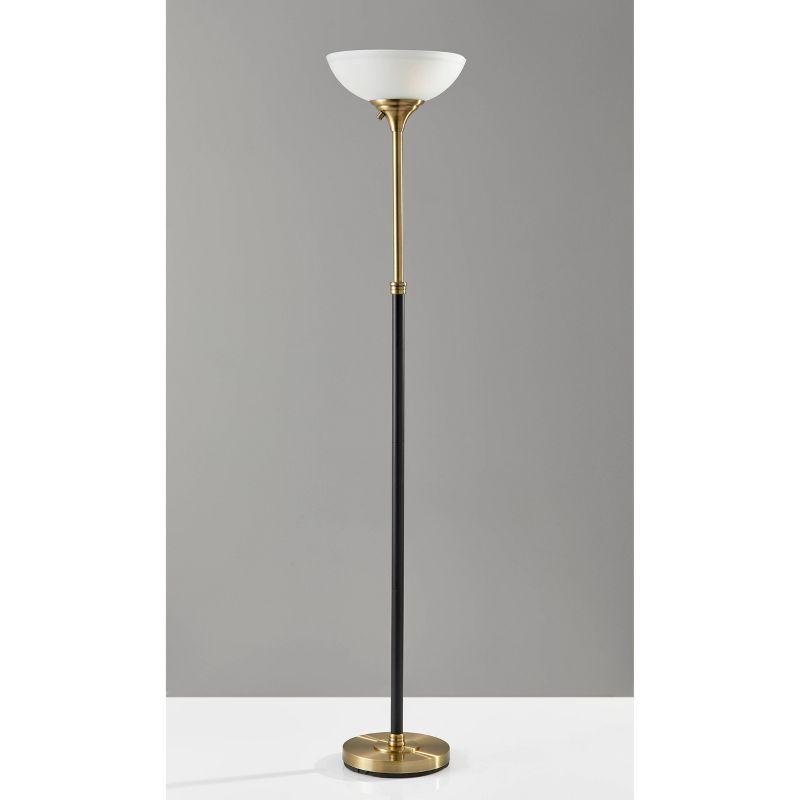 71" Bergen Collection Torchiere Black - Adesso: ETL Listed, Metal Body, Glass Shade, No Bulb Included