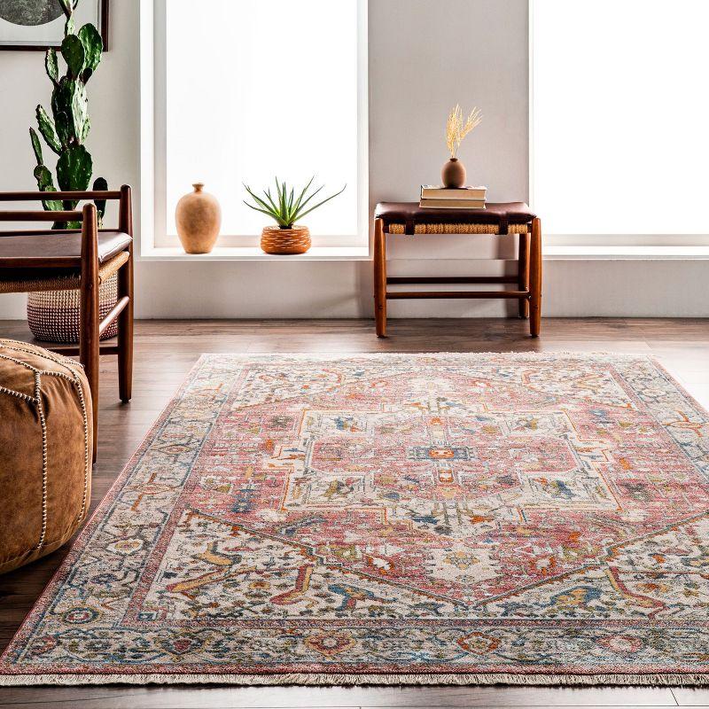 Nuloom Harriet Oriental/Persian 2x3 Accent Indoor Area Rug for Living Room Bedroom Dining Room Entryway Kitchen, Orange/Multicolor