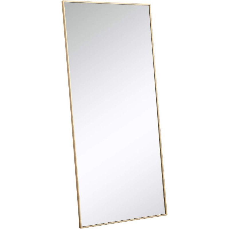 Elegant Lighting Modern Metal Frame Mirror, Rectangle 30", Brass Finish – Ideal for Vanity or Accent Wall