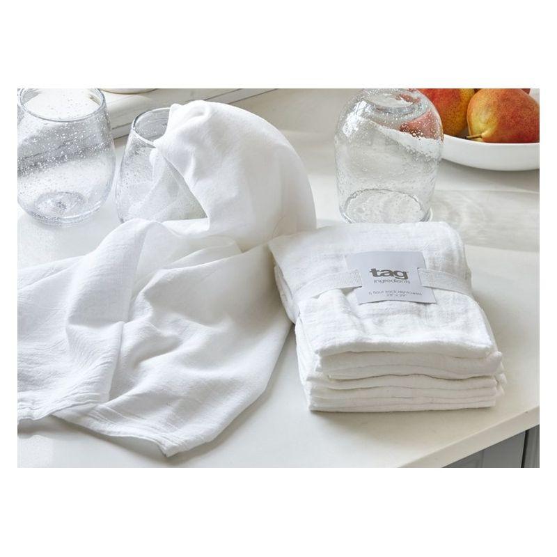 White Cotton Flour Sack Absorbent Dishtowels Set of 5