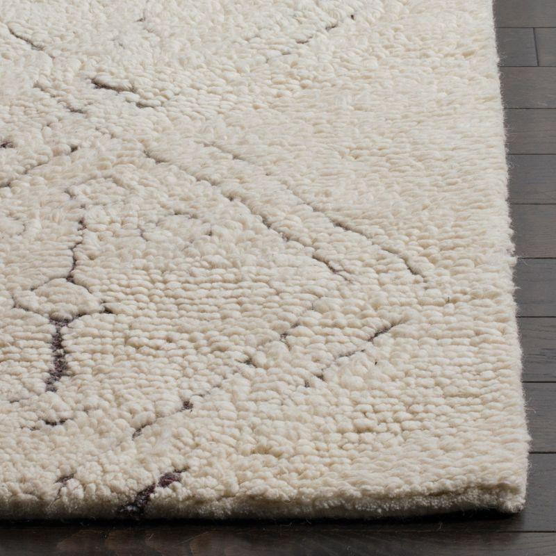 Ivory Elegance Hand-Tufted Wool Square Shag Rug - 6' x 6'