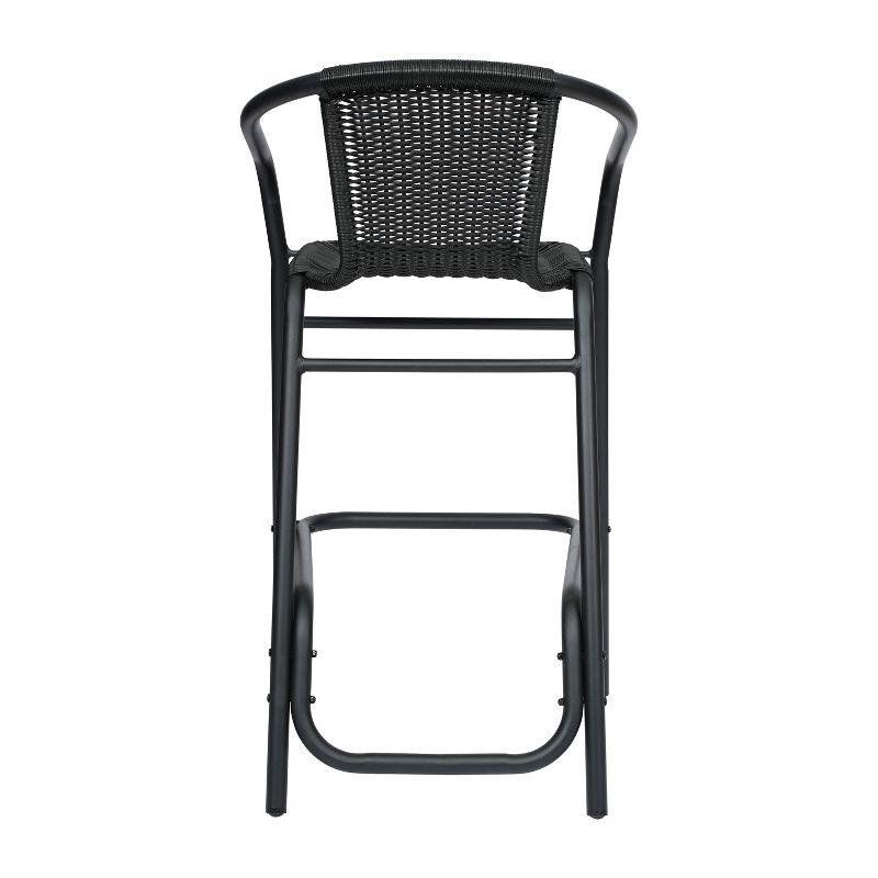 Lila Commercial Indoor-Outdoor Rattan Restaurant Barstool with Aluminum Frame