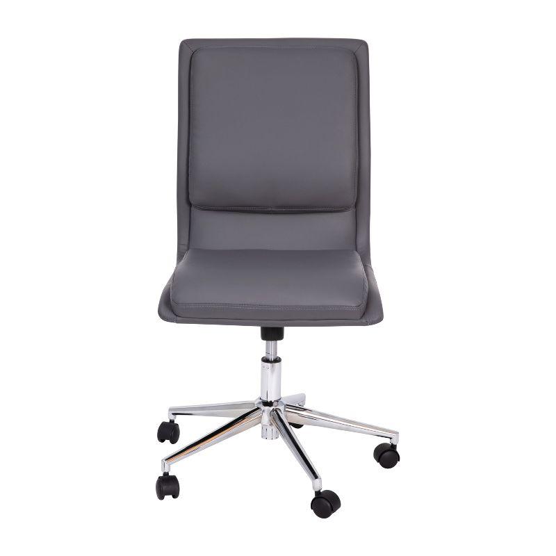Flash Furniture Madigan Mid-Back Armless Swivel Task Office Chair with LeatherSoft and Adjustable Chrome Base, Gray