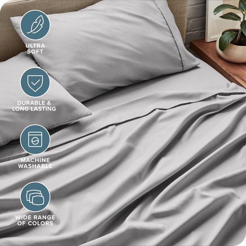 California King Light Grey 4 Piece Ultra-Soft Double Brushed Sheet Set by Bare Home