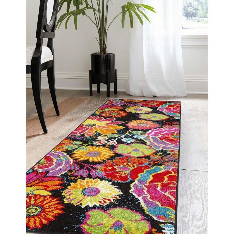 Unique Loom 2' 0" x 6' 0" Lyon Kennedy Black Indoor Area Rug