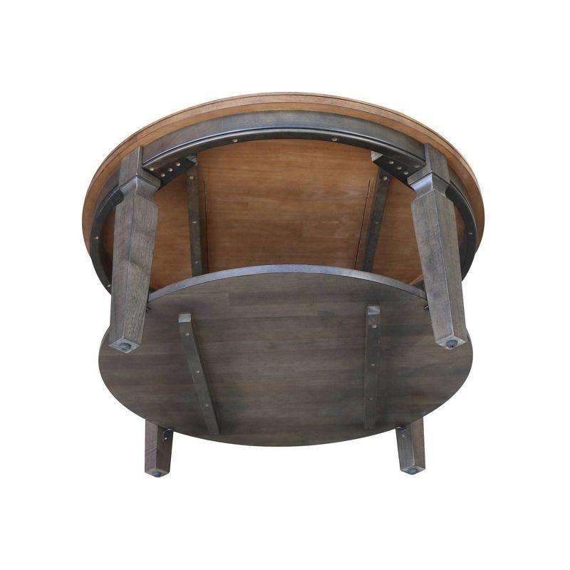 Vista Round Coffee Table Hickory Brown - International Concepts: Solid Wood, Mid-Century Modern, Fixed Shelf