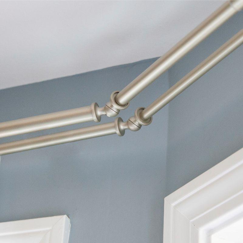 Kenney Square End Bay Window Double Curtain Rod, 78-144" Adjustable Length: 22-37" Sides, 28-72" Center, Steel