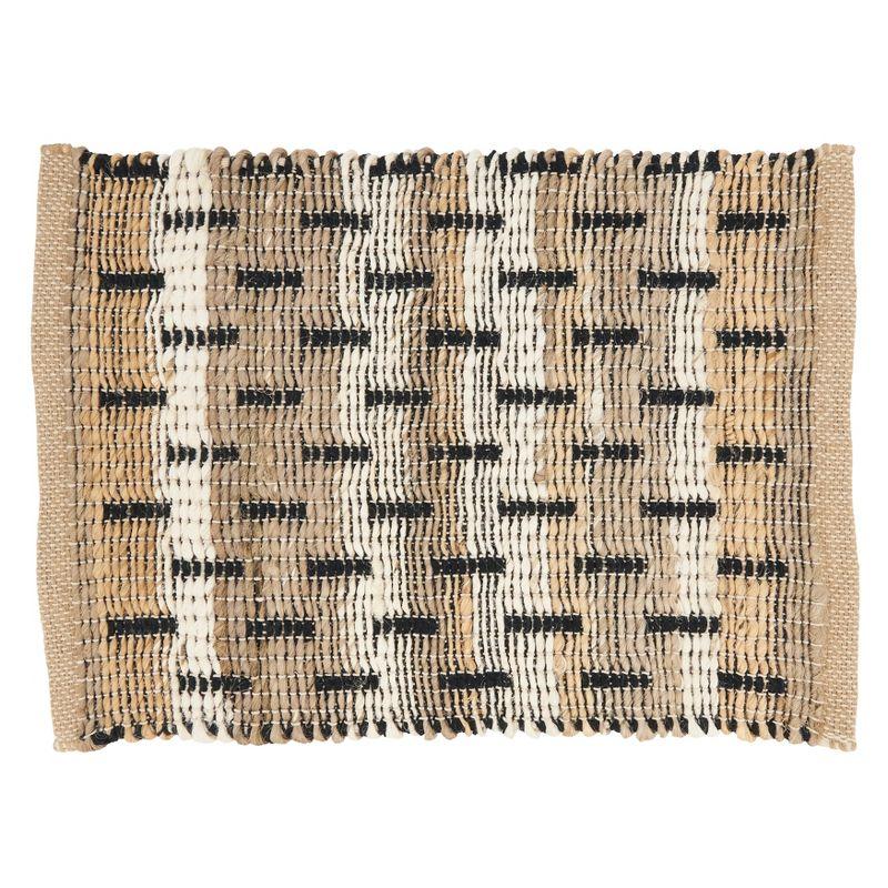 Beige and Tan Jute-Cotton Rectangle Placemats, Set of 4