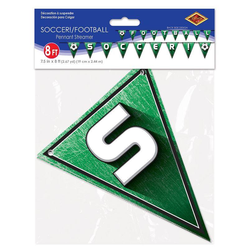 Beistle Soccer!/Football Pennant Streamer, 7.5" x 8', (2/Pkg) Multicolored