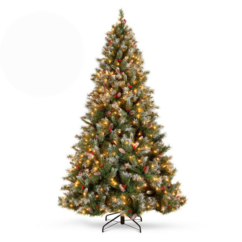 6ft Pre-Lit Frosted Pine Christmas Tree with Lights and Pine Cones