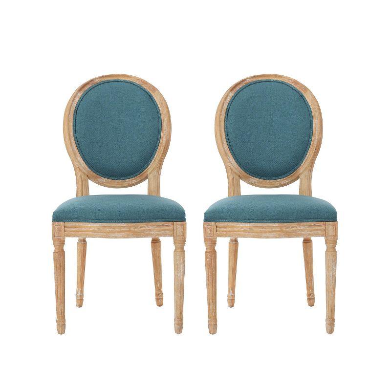 Christopher Knight Home Set of 2 Phinnaeus Dining Chair Dark Teal : Upholstered, Rubberwood Frame, 250lb Capacity