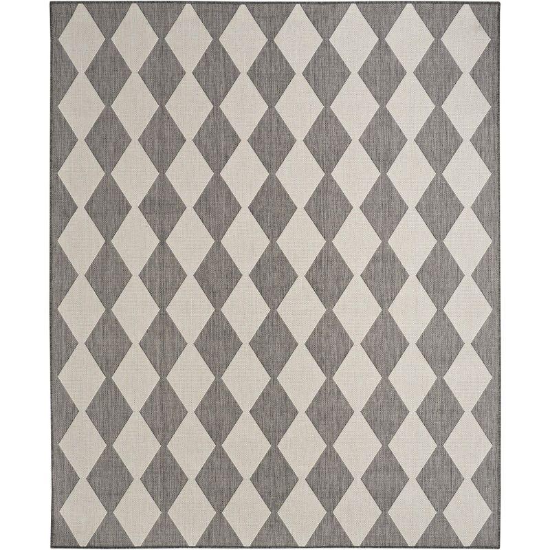 Nourison Positano 5' x 7' Charcoal Diamond Modern Flatweave Indoor/Outdoor Rug