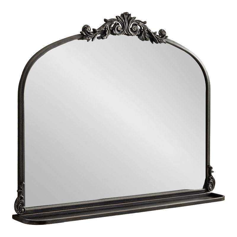 Kate & Laurel All Things Decor 33"x26" Arendahl Traditional Arch Mirror with Shelf Black