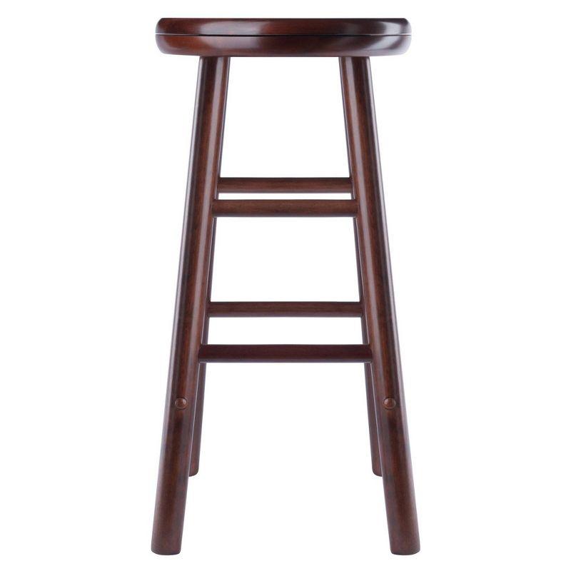 Transitional 25" Walnut Wood Swivel Counter Stools, Set of 2