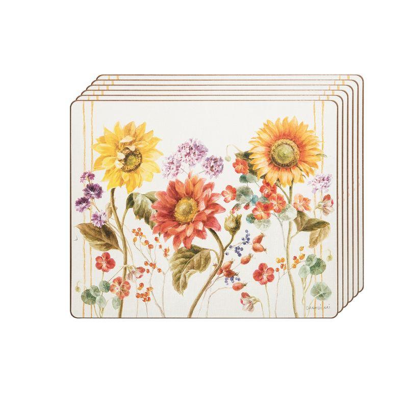 Sunflower Patch Multicolor Hardboard Rectangular Placemats Set of 6