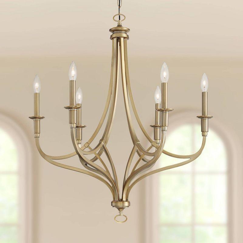 Minka Lavery Brushed Honey Gold Chandelier 28" Wide Modern 6-Light Fixture for Dining Room House Foyer Kitchen Entryway Bedroom