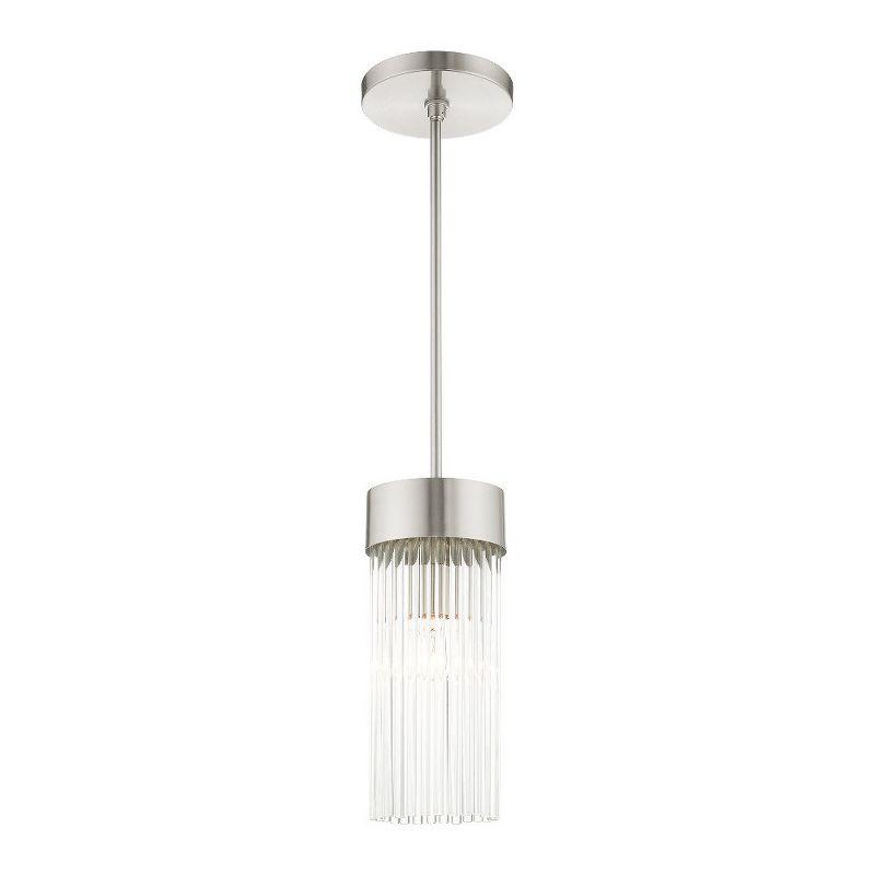 Brushed Nickel Crystal Drum Pendant Light