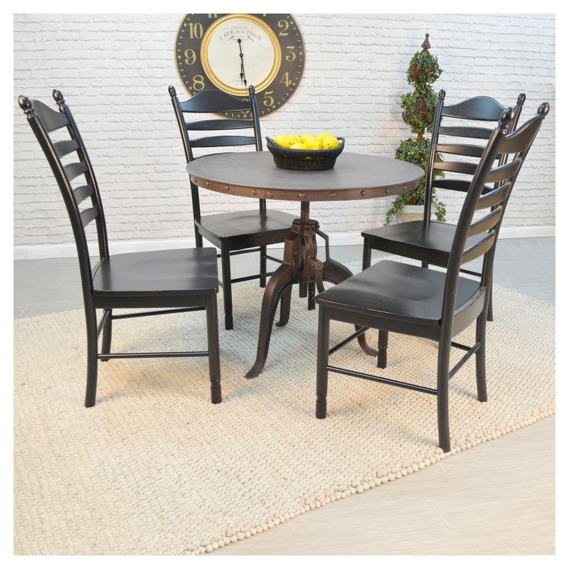 Carolina Living Mundra Adjustable Crank Dining Table: Industrial Style, 30"-36" Height, Metal Frame, Seats 4