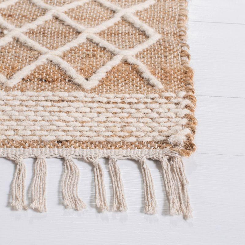 Ivory and Beige Handmade Flat Woven Wool Runner Rug