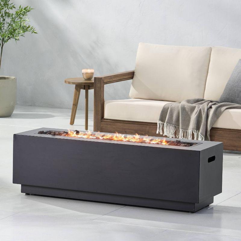 Wellington Outdoor 50000 BTU Rectangular Fire Pit Dark Gray - Christopher Knight Home: Durable Iron, No Assembly Required