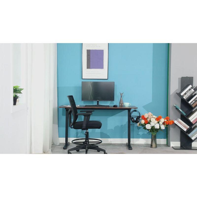 FDW 48 Adjustable Height Standing Desk Computer Desk with Large Space and Headphone Holder with Electric Lifting and 2 Memory Function,Brown