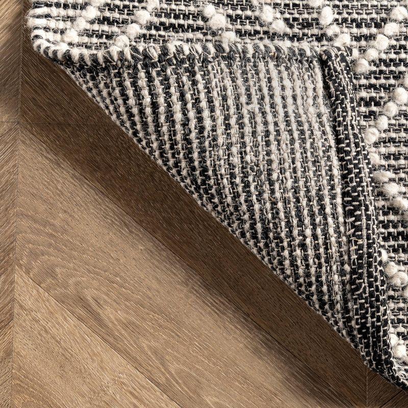 nuLOOM 6'x9' Flora Handmade Textured Diamonds Wool Area Rug Gray/Ivory: Geometric Flat Pile, Indoor Use