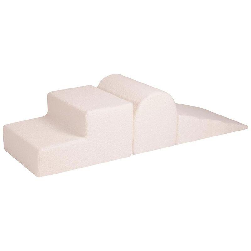 MeowBaby 3 Elements Soft Foam Blocks Playset with Velvet Cover, Lightweight & Durable Indoor Climbing Playground for Babies & Toddlers, White