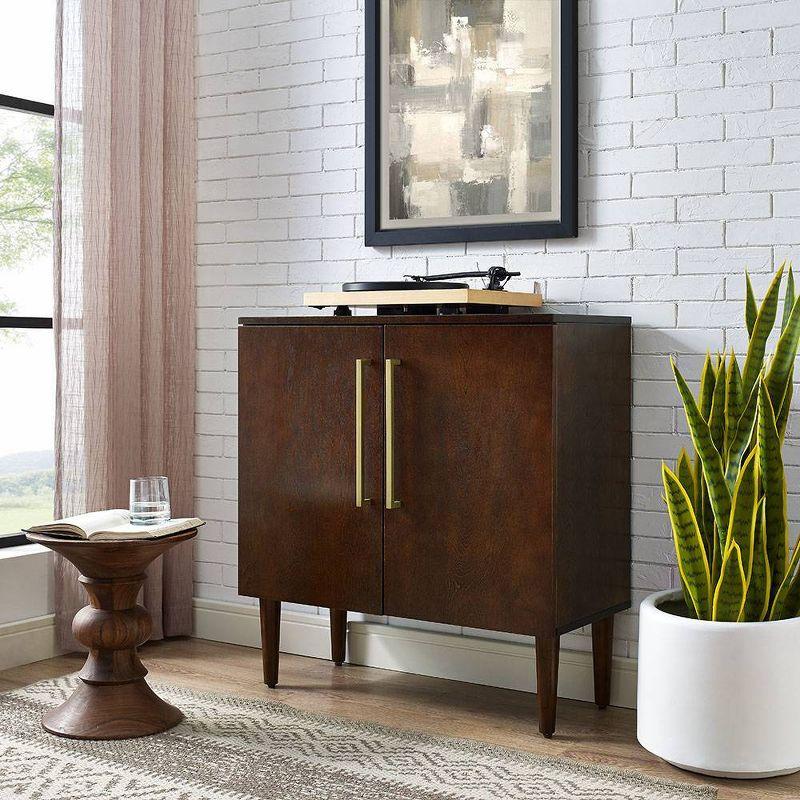 Everett Console Cabinet Mahogany - Crosley: Mid-Century Modern, Adjustable Shelf, 31"W X 14"D X 32.25"H