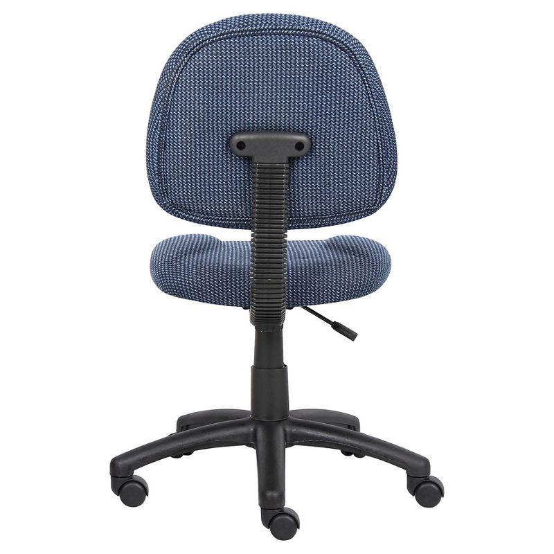 Ergonomic Blue Fabric Armless Swivel Task Chair