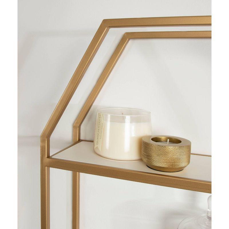 Adela White and Gold Geometric Wall Shelf