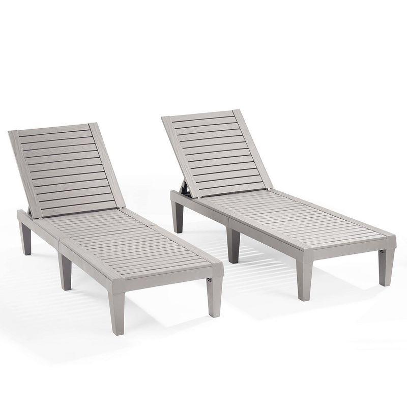 Nestl Waterproof, Lightweight, and Adjustable Outdoor Polyresin Chaise Lounge Set for Patio (Set of 2)