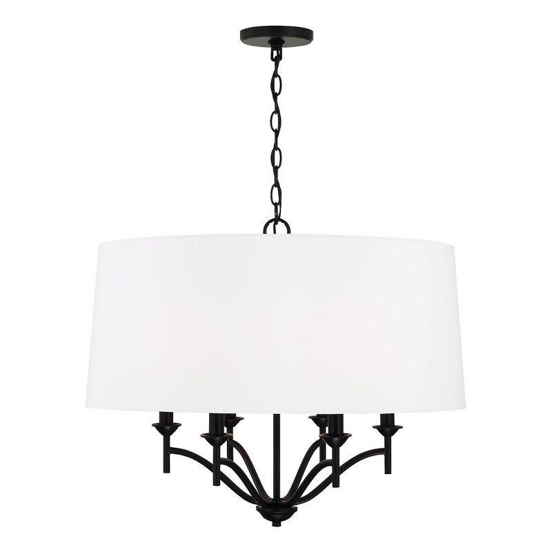 Peyton 6-Light Matte Black Pendant with White Fabric Shade