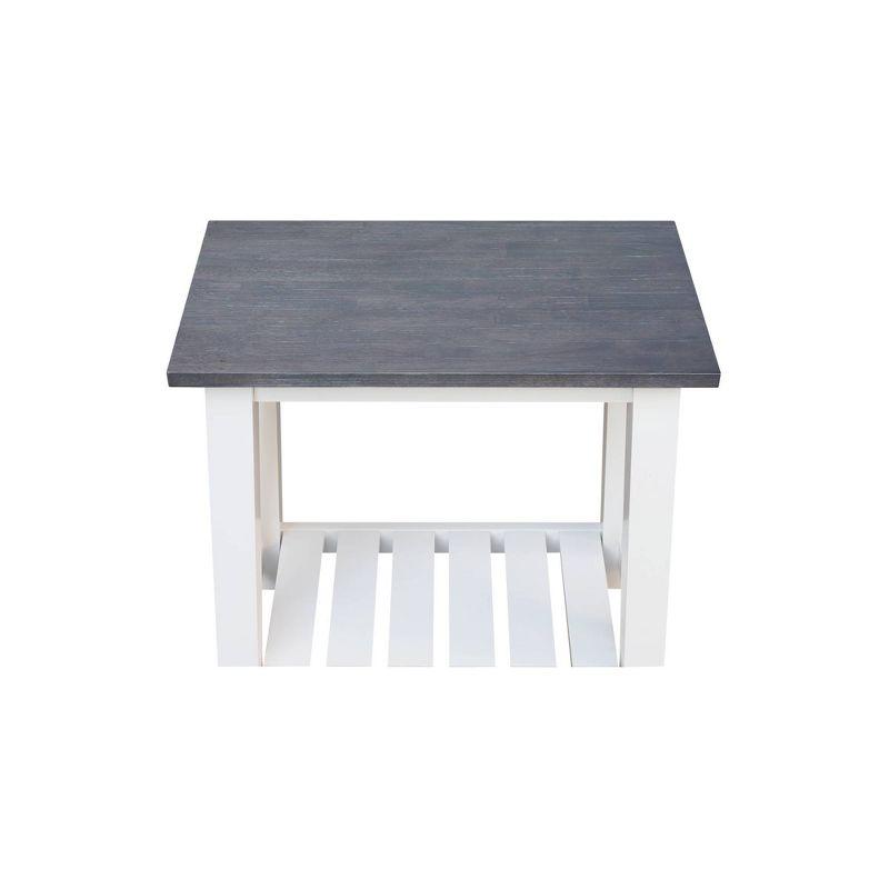 Eco-Friendly Parawood Surrey Rectangular Side Table in White & Heather Gray