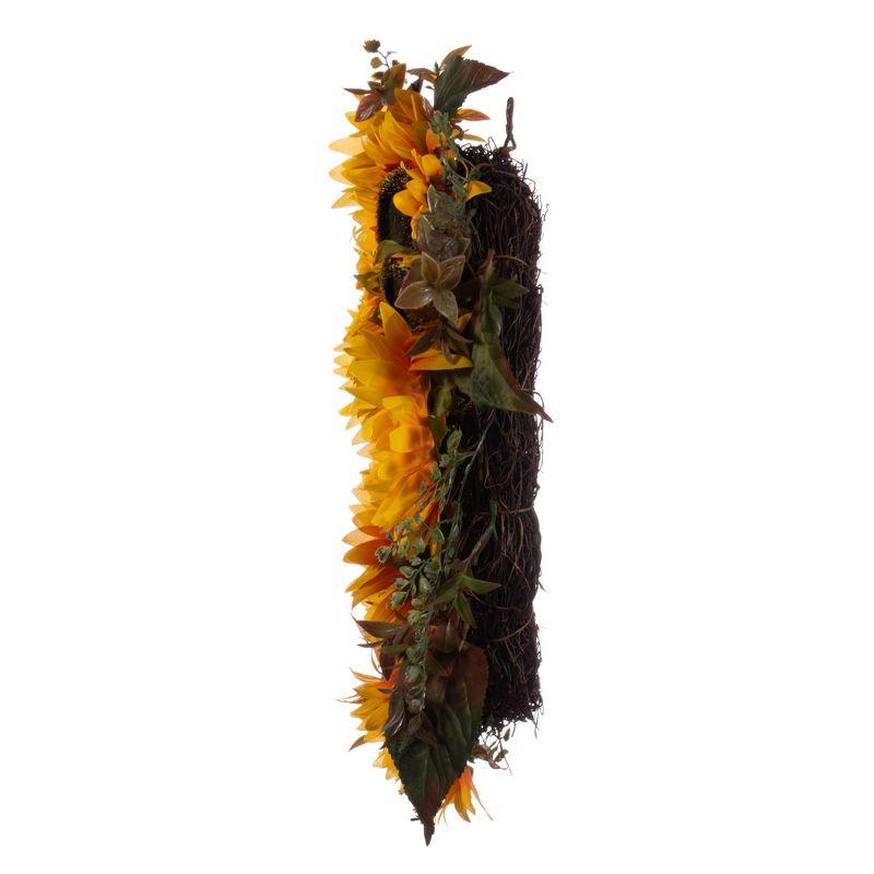 Sunny Meadow 24" Artificial Yellow Sunflower & Seed Grass Wreath