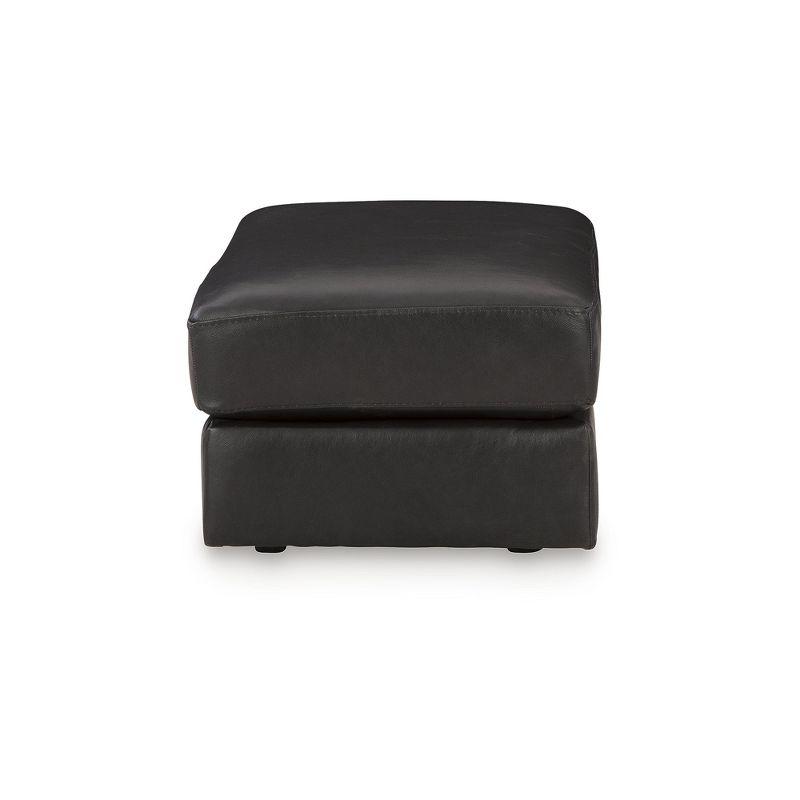 Signature Design by Ashley Contemporary Amiata Leather Ottoman, Onyx