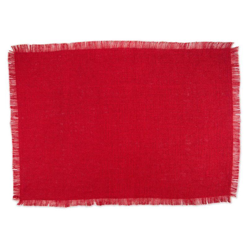 DII Jute Solid Placemat Set 6 Piece, Tango Red, 13x19"