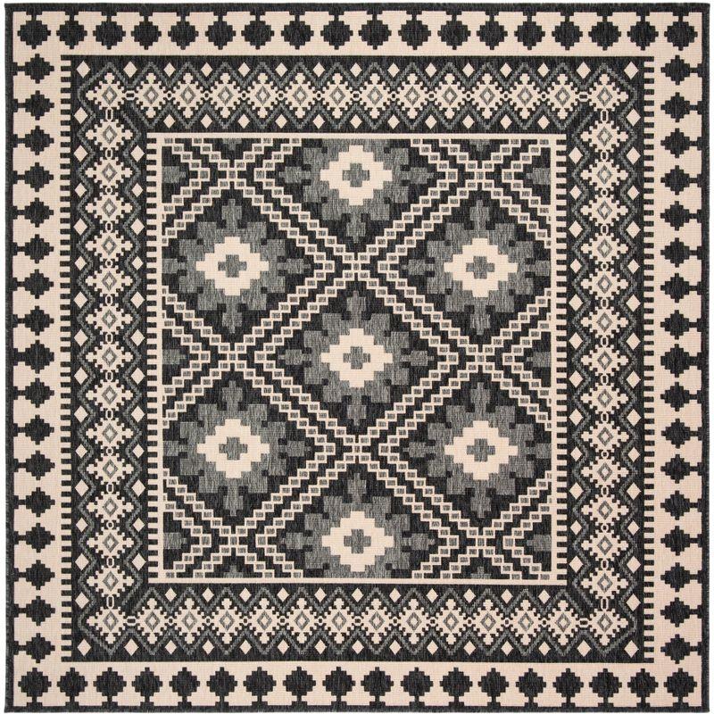 Veranda VER099 Power Loomed Indoor/Outdoor Accent Rug - Ivory/Grey - 3'x3' - Safavieh